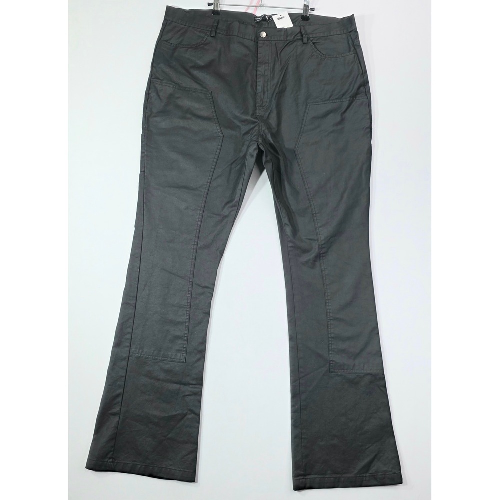 NWT American Stitch Mens Black Coated Cotton Utility Cargo Pants Trousers 43x35